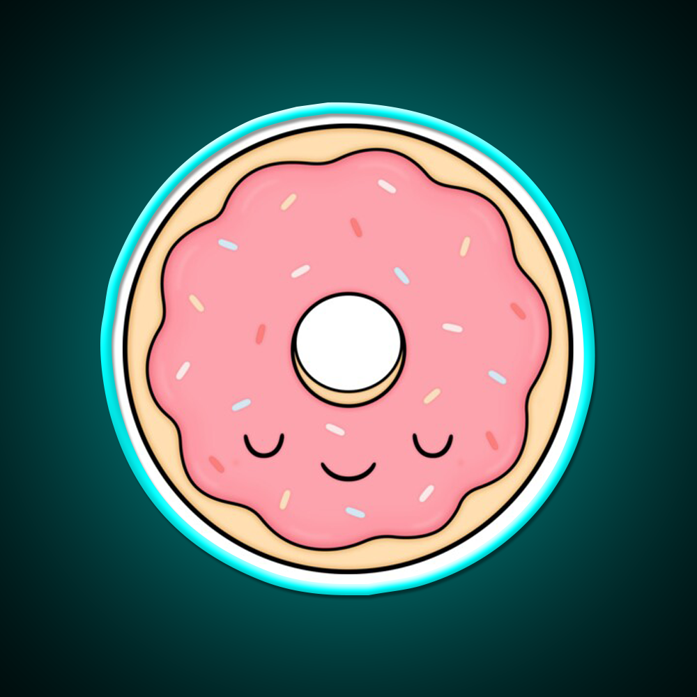 Pink Glazed Donut Fast Food Led Neon Sign For Burger Place Rgb Color