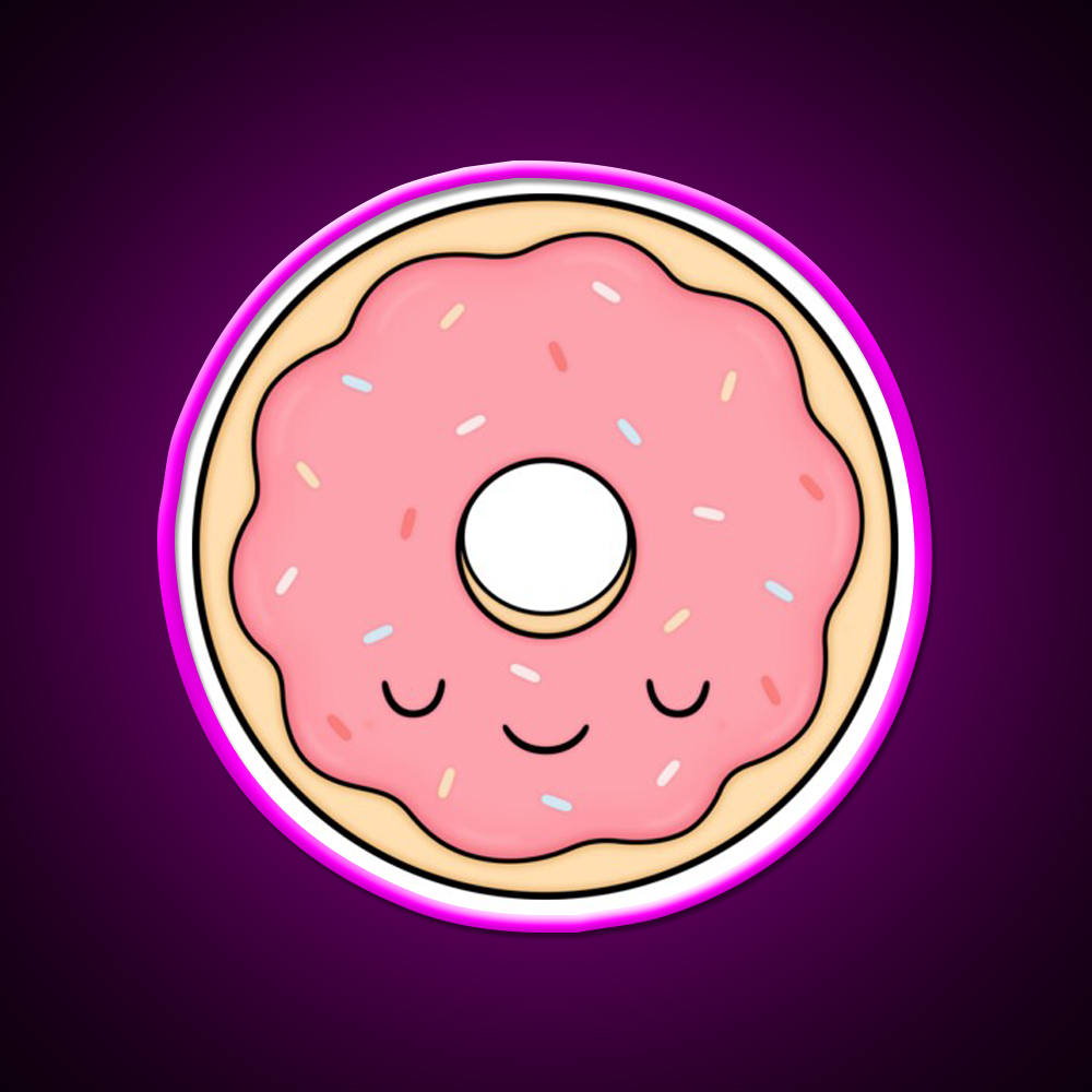 Pink Glazed Donut Fast Food Led Neon Sign For Burger Place Rgb Color