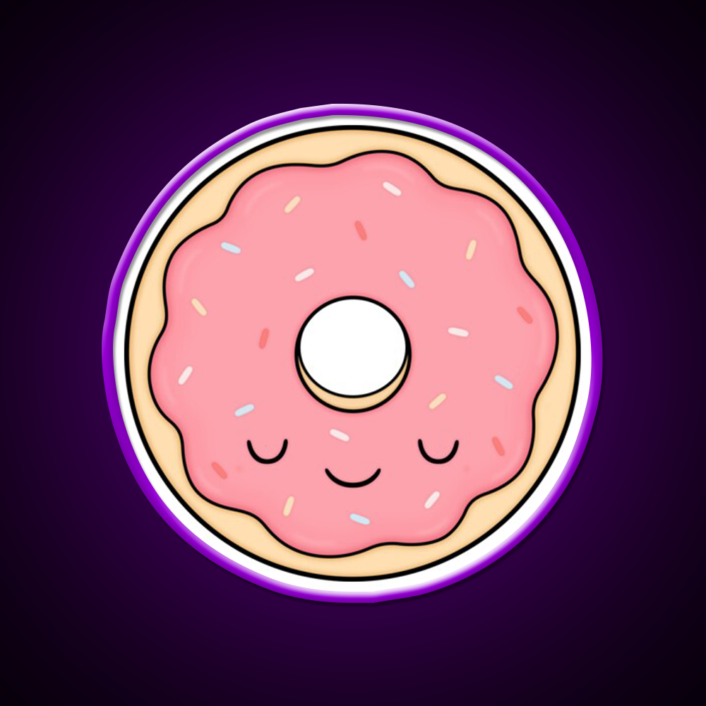 Pink Glazed Donut Fast Food Led Neon Sign For Burger Place Rgb Color