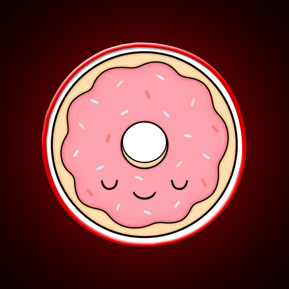 Pink Glazed Donut Fast Food Led Neon Sign For Burger Place Rgb Color