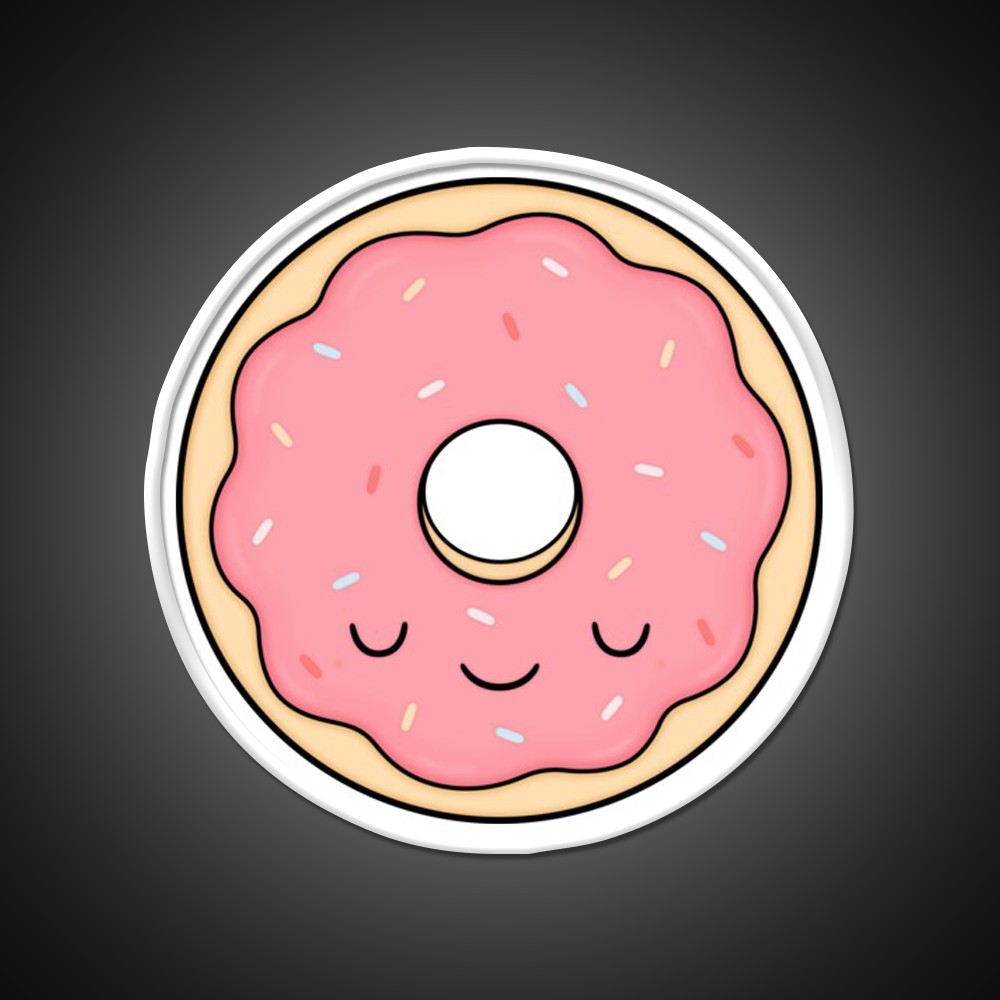 Pink Glazed Donut Fast Food Led Neon Sign For Burger Place Rgb Color