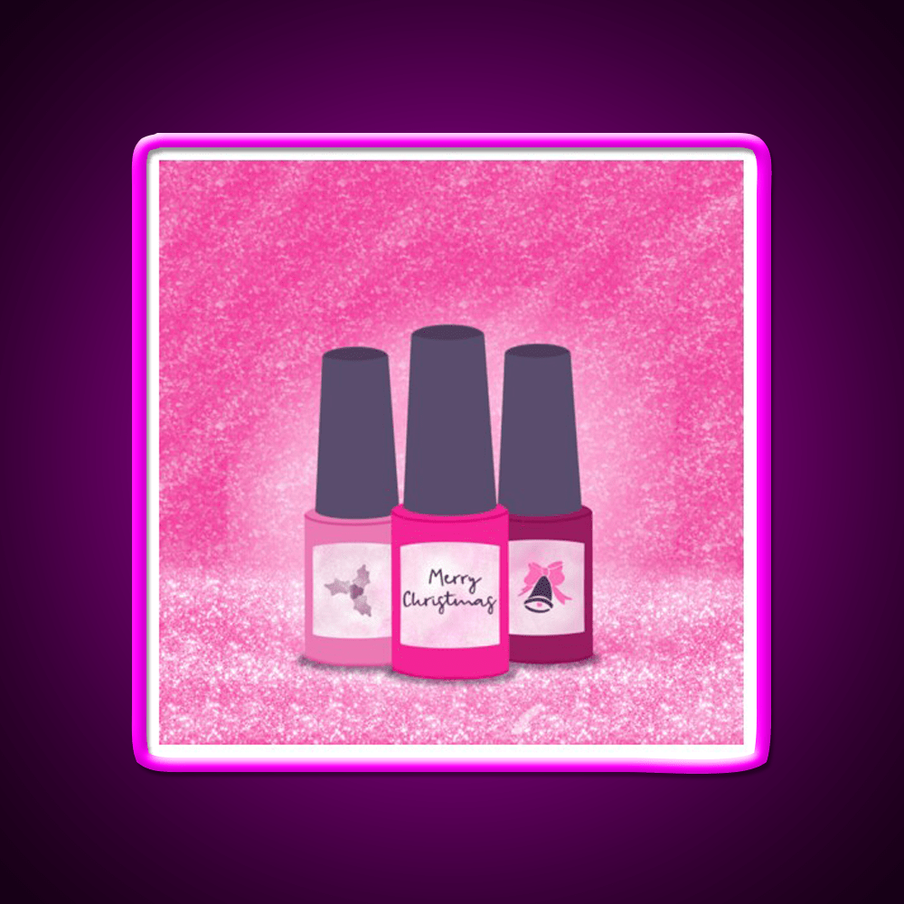 Pink Glitter Nail Polish Trio Festive Christmas Nail Salon Led Neon Sign Rgb Color - Shineneon