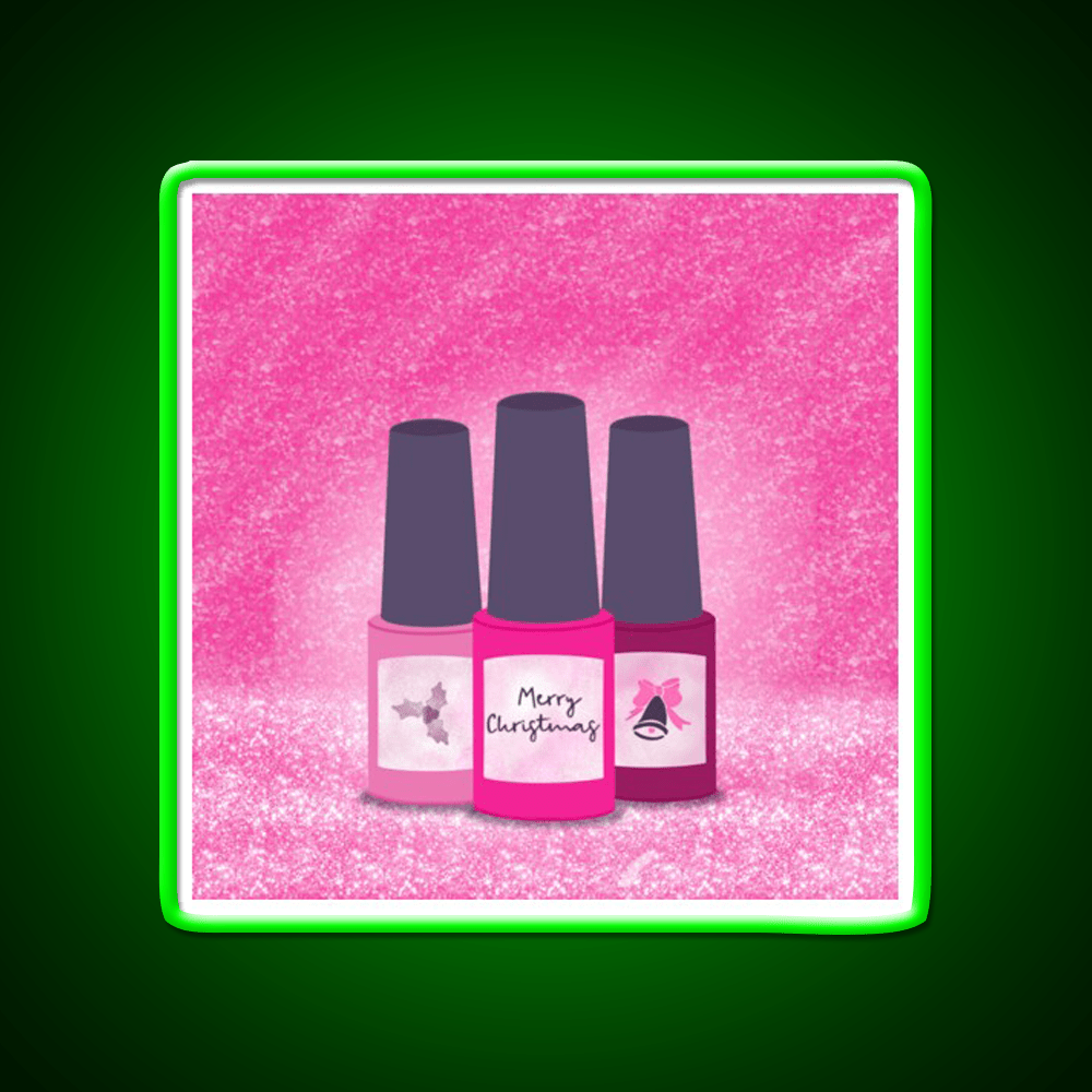 Pink Glitter Nail Polish Trio Festive Christmas Nail Salon Led Neon Sign Rgb Color - Shineneon