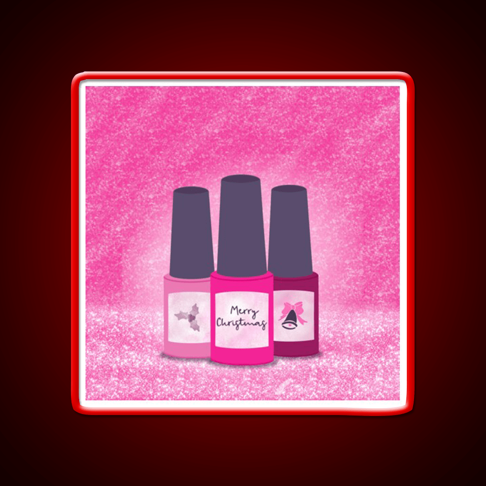 Pink Glitter Nail Polish Trio Festive Christmas Nail Salon Led Neon Sign Rgb Color - Shineneon