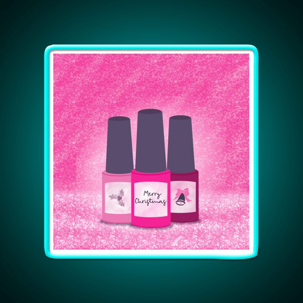 Pink Glitter Nail Polish Trio Festive Christmas Nail Salon Led Neon Sign Rgb Color - Shineneon