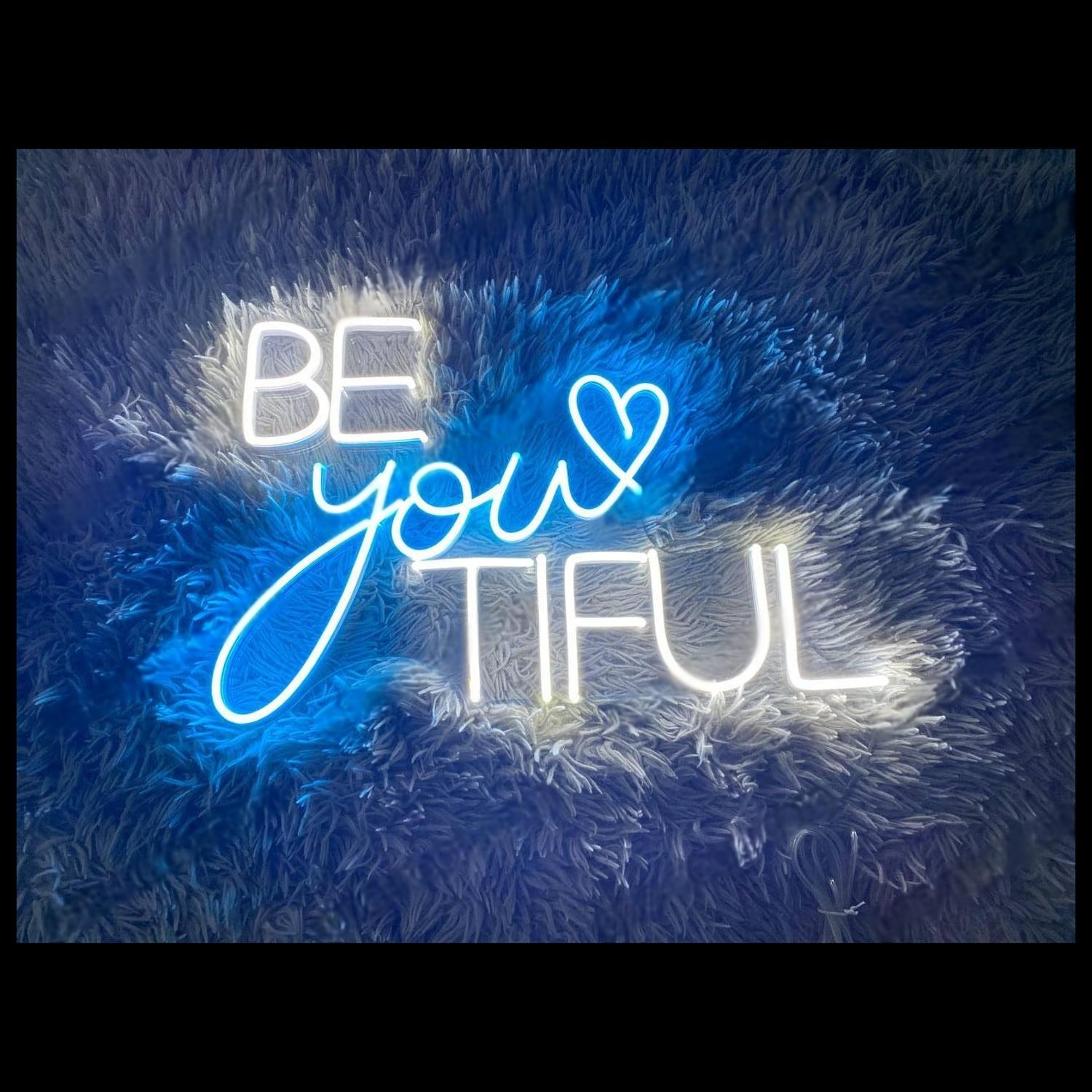 Pink Green Be You Tiful Led Neon Sign For Bedroom Decor | Shineneon