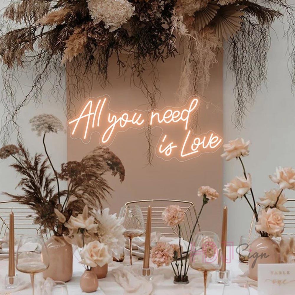 Pink Handwritten All You Need Is Love Led Neon Sign For Wedding Home Decor | Shineneon