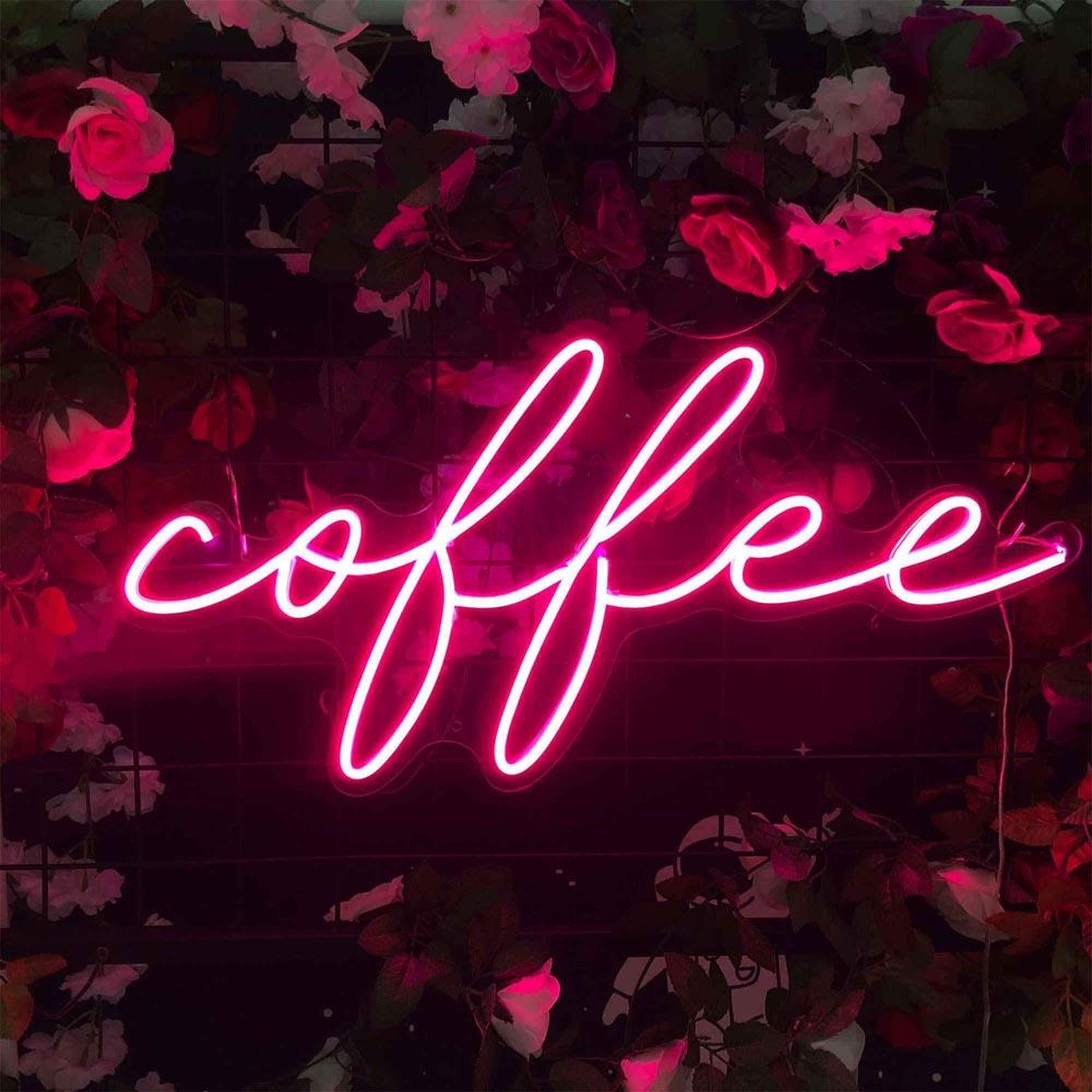 Pink Handwritten Coffee Led Neon Sign For Home Coffee Bar | Shineneon