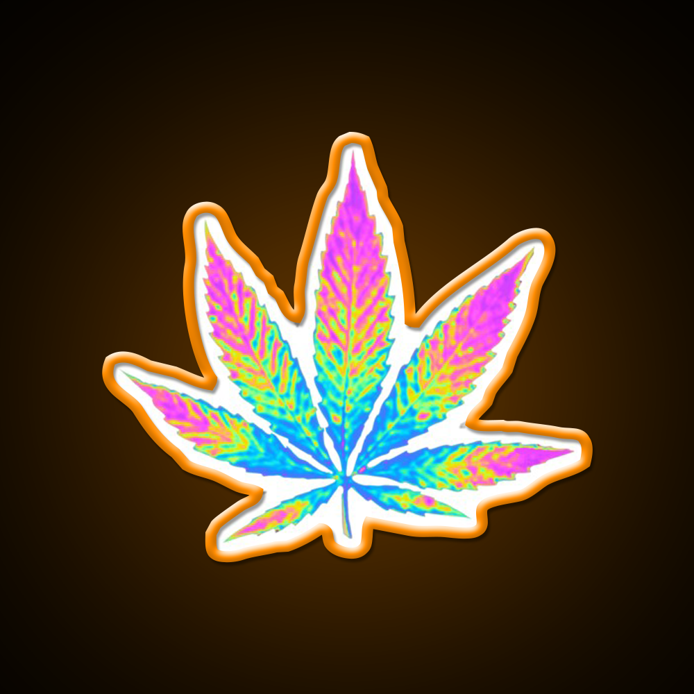 Pink Holographic Hemp Inspired Green Leaf Led Neon Sign Rgb Color - LED neon sign view 6