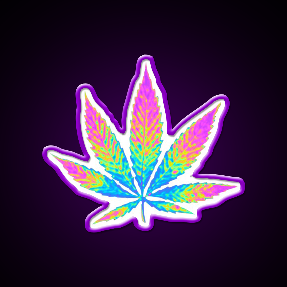 Pink Holographic Hemp Inspired Green Leaf Led Neon Sign Rgb Color - LED neon sign view 9