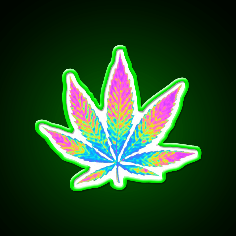 Pink Holographic Hemp Inspired Green Leaf Led Neon Sign Rgb Color - Shineneon