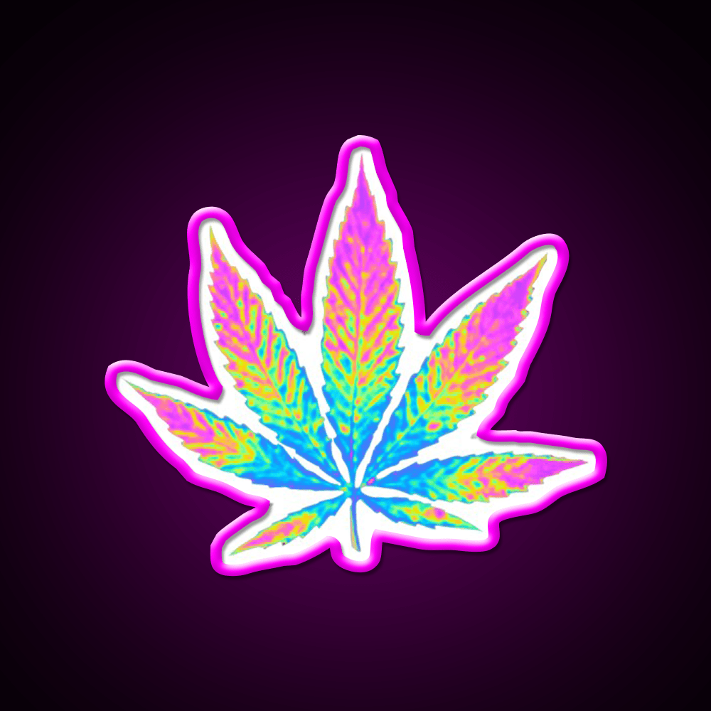 Pink Holographic Hemp Inspired Green Leaf Led Neon Sign Rgb Color - Shineneon