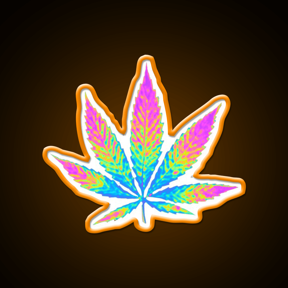 Pink Holographic Hemp Inspired Green Leaf Led Neon Sign Rgb Color - Shineneon
