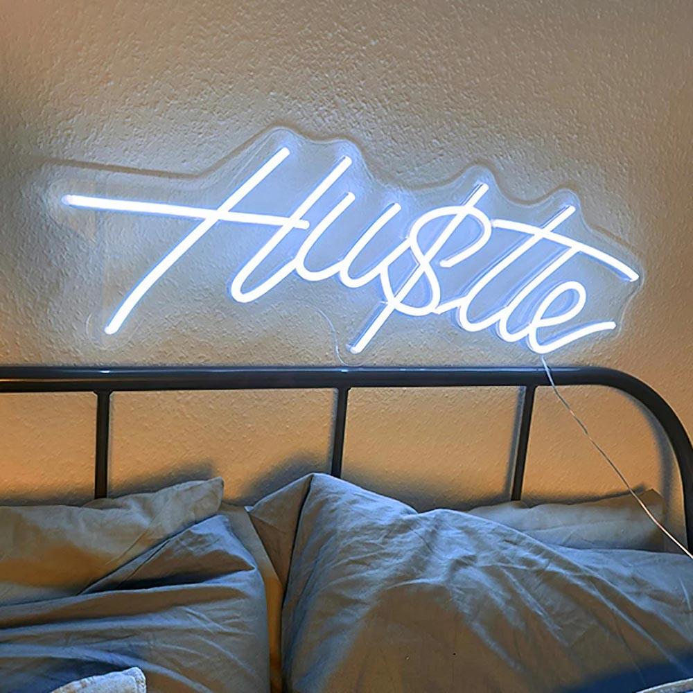 Pink Hustle Led Neon Sign With Rose Wall Decor | Shineneon