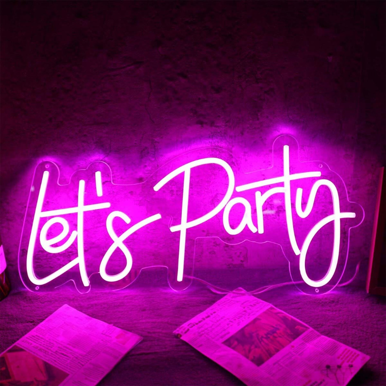 Pink Lets Party Neon Sign For Party And Social Spaces | Shineneon