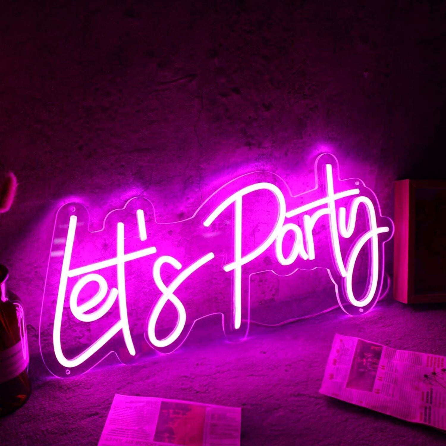 Pink Lets Party Neon Sign For Party And Social Spaces | Shineneon