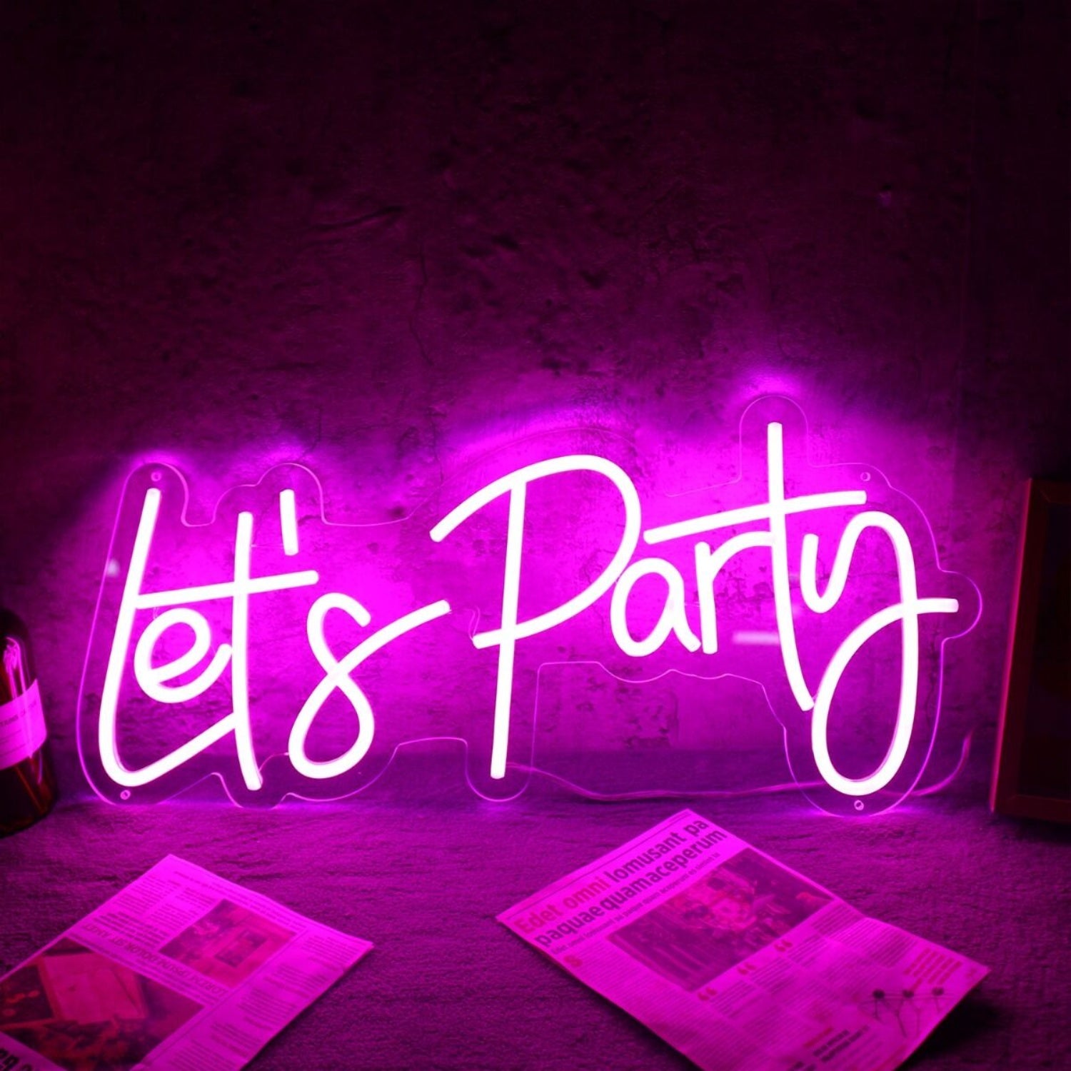 Pink Lets Party Neon Sign For Party And Social Spaces | Shineneon