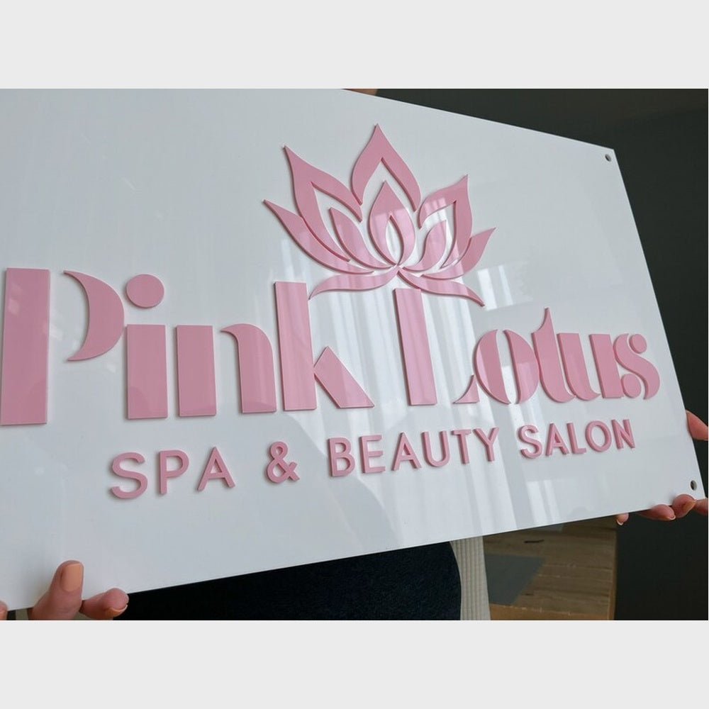 Pink Lotus Spa Salon Acrylic Business Logo Sign - Shineneon