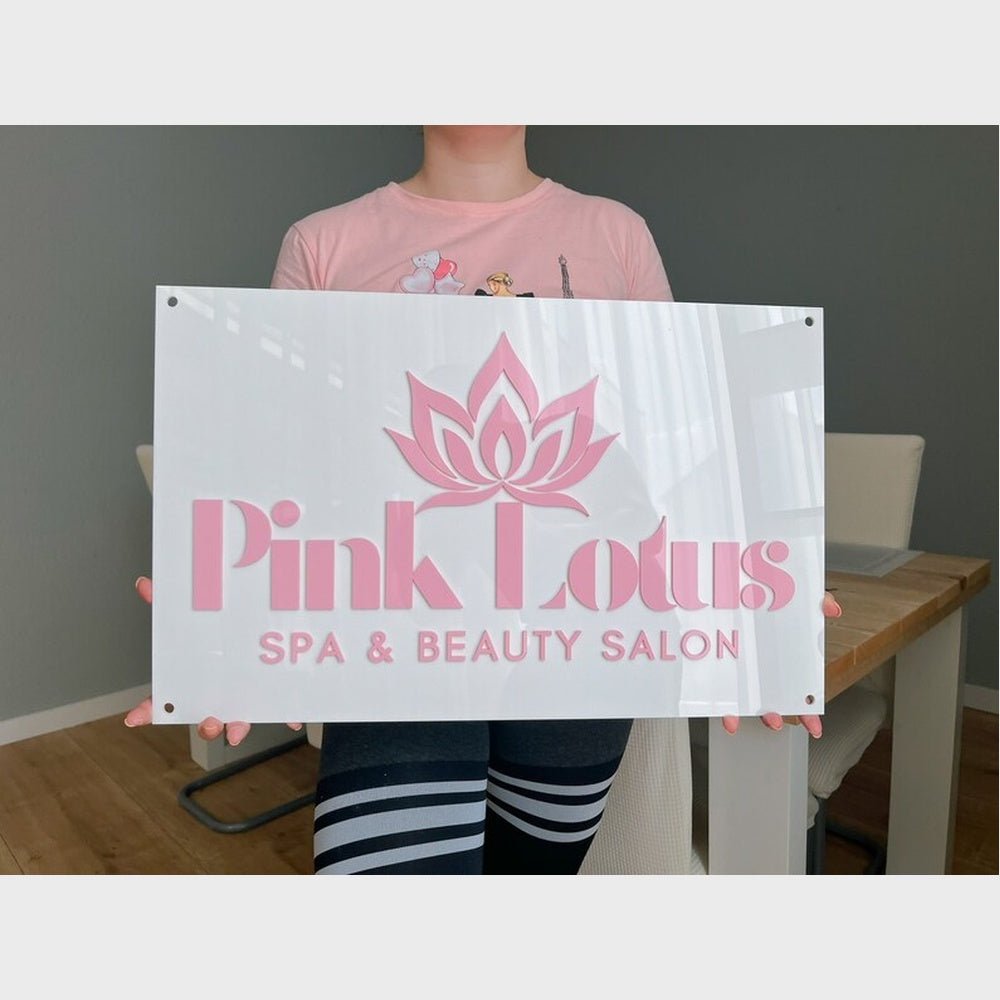 Pink Lotus Spa Salon Acrylic Business Logo Sign - Shineneon
