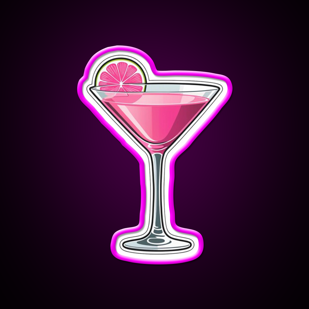 Pink Martini Glass Cocktail Bar Decor Led Neon Sign Rgb Color - Neon sign mounted on wall in room