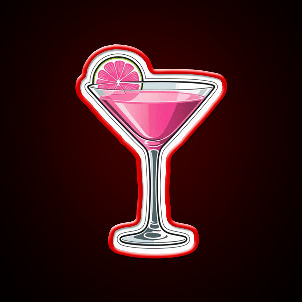 Pink Martini Glass Cocktail Bar Decor Led Neon Sign Rgb Color - Shineneon