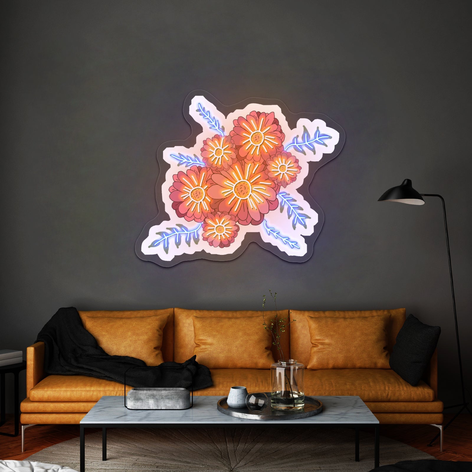 Pink Multicolor Floral Artwork Anime Neon Sign - Shineneon
