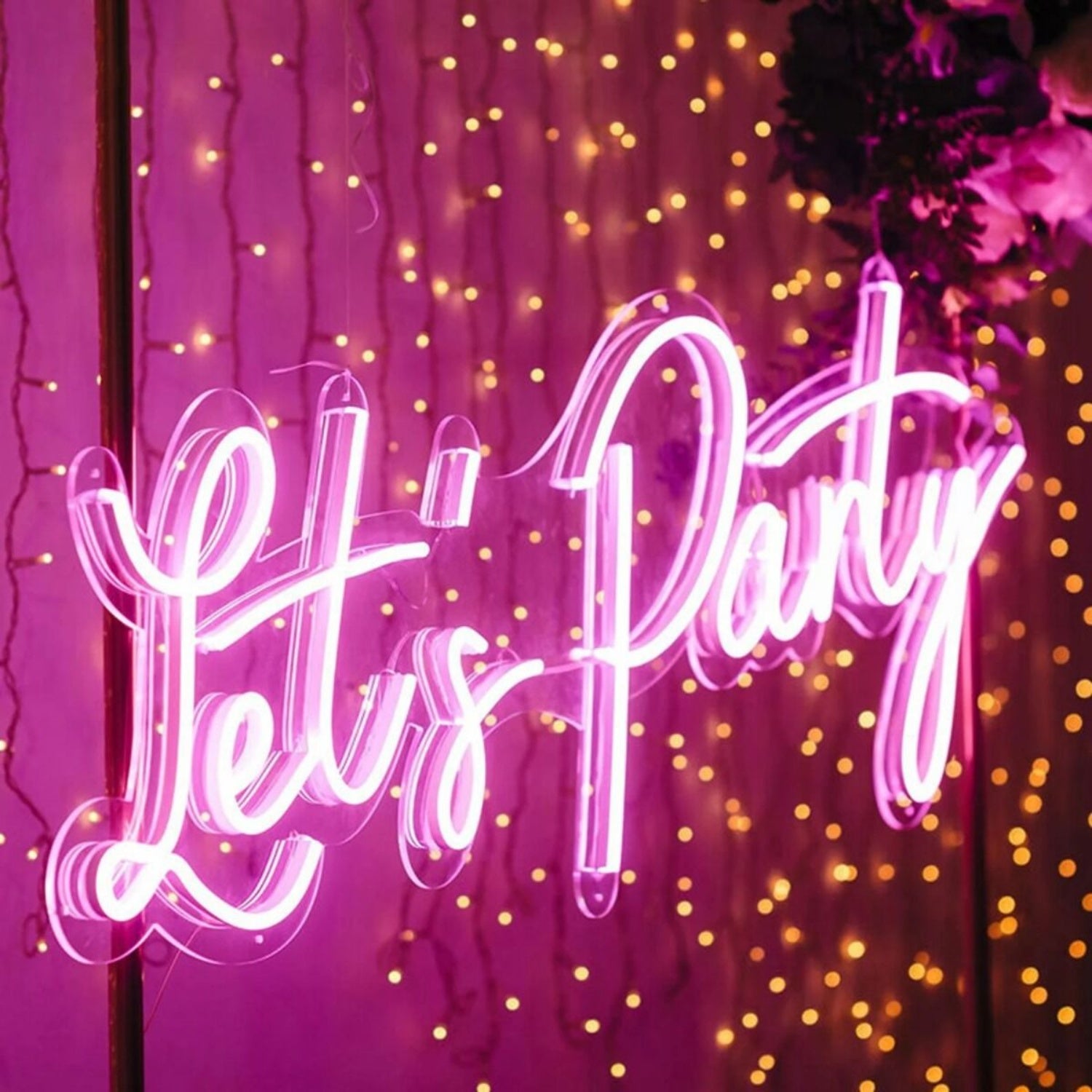 Pink Neon Lights Lets Party Neon Sign For Wedding Party | Shineneon