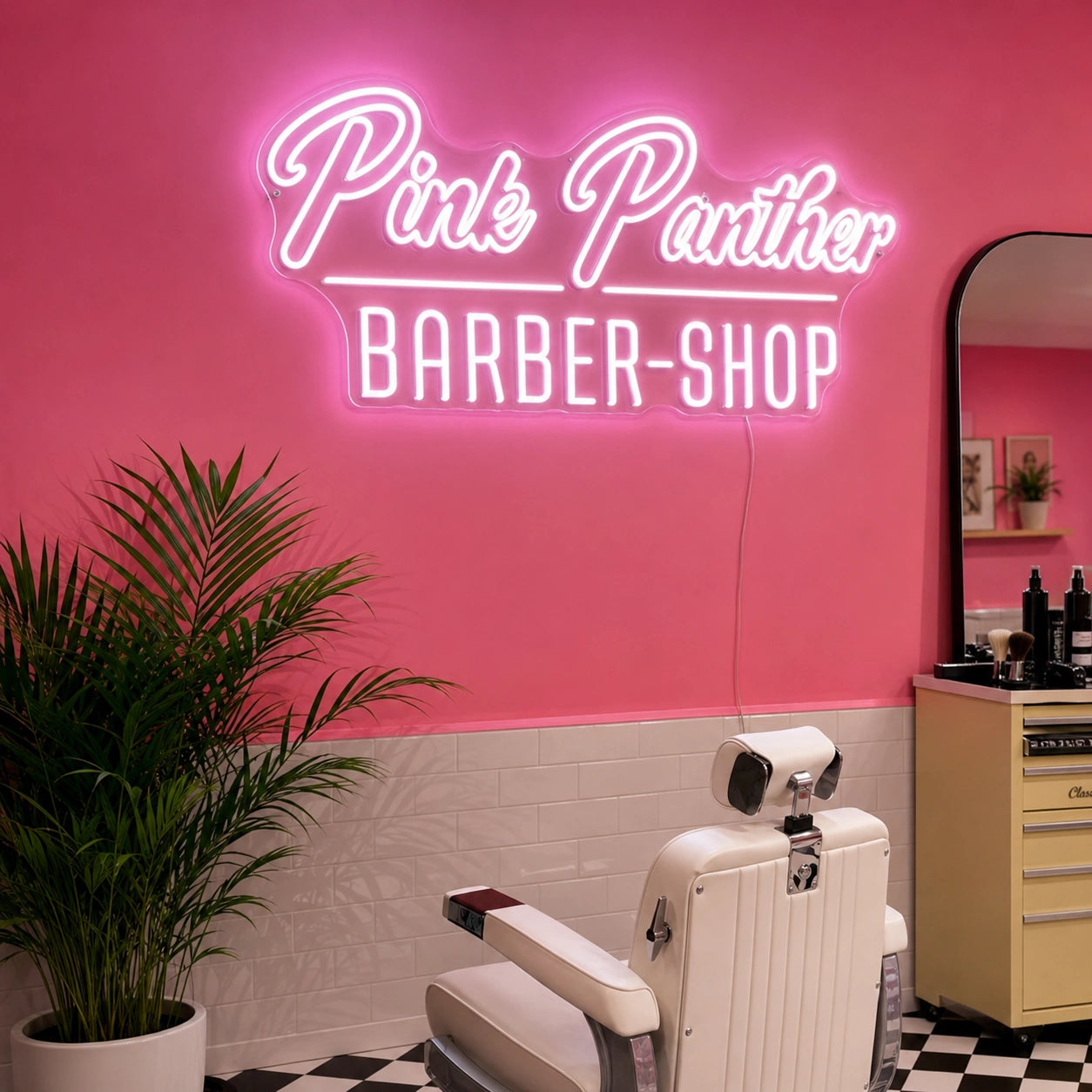 Pink Panther Barber Shop LED Neon Sign - 01 Original Product Image