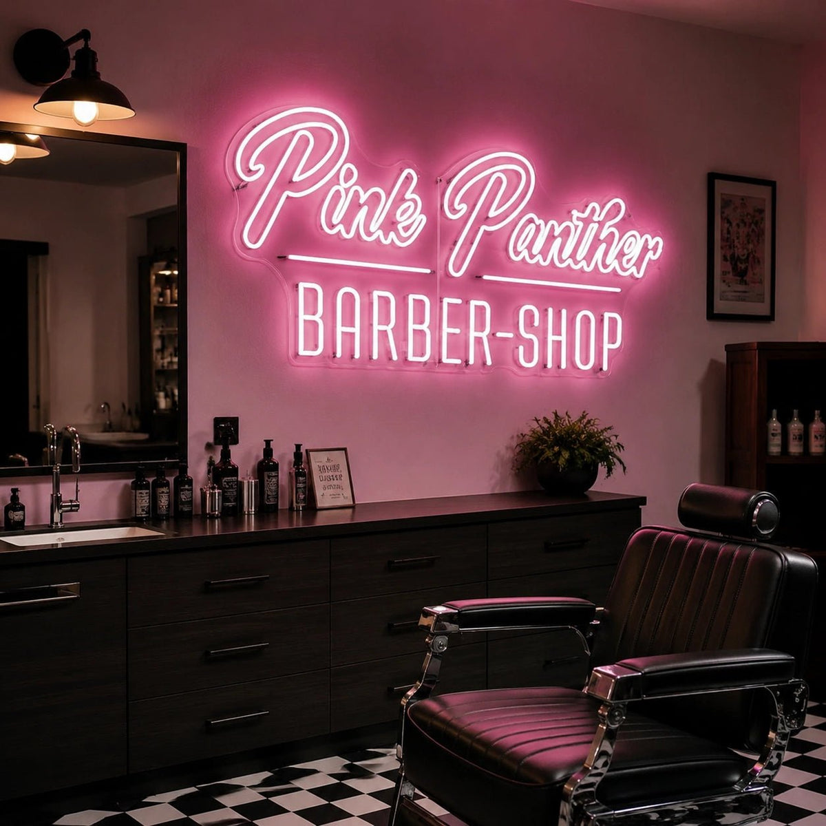 Pink Panther Barber Shop LED Neon Sign - Shineneon