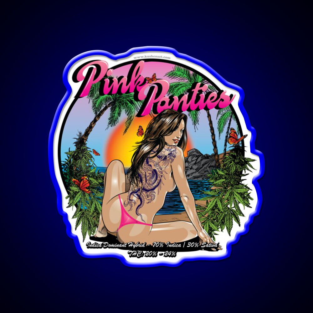 Pink Panties Strain Art Hemp Inspired Green Leaf Led Neon Sign Rgb Color - LED neon sign view 5