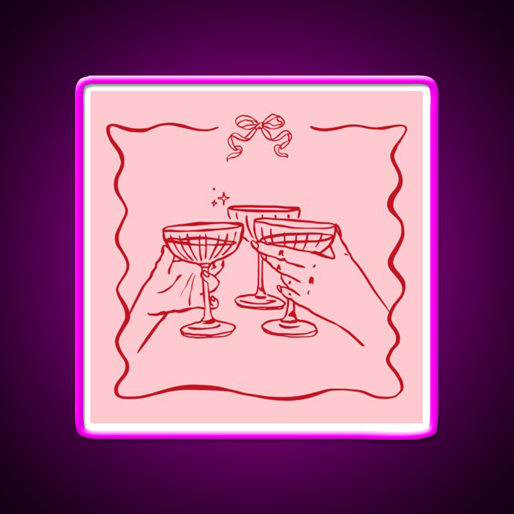 Pink Party Bow Aesthetic Dinner Party Cocktail Bar Decor Led Neon Sign Rgb Color - Neon sign mounted on wall in room