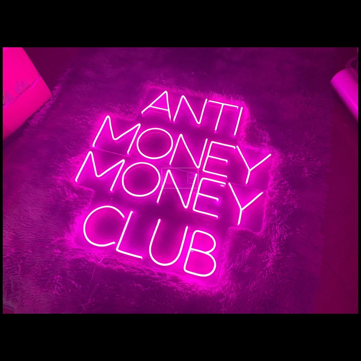 Pink-Purple Anti Money Money Club Led Neon Sign For Modern Bars And Nightclubs | Shineneon