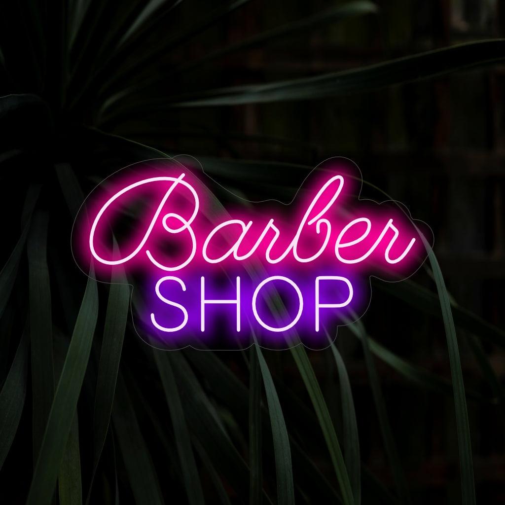 Pink Purple Retro Curvy Barber Shop Led Neon Sign For Salon Decor | Shineneon