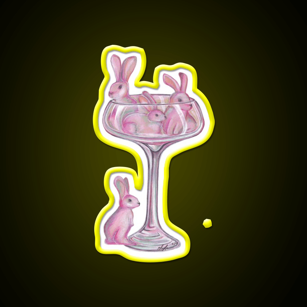 Pink Rabbits Cocktail Bar Decor Led Neon Sign Rgb Color - Shineneon