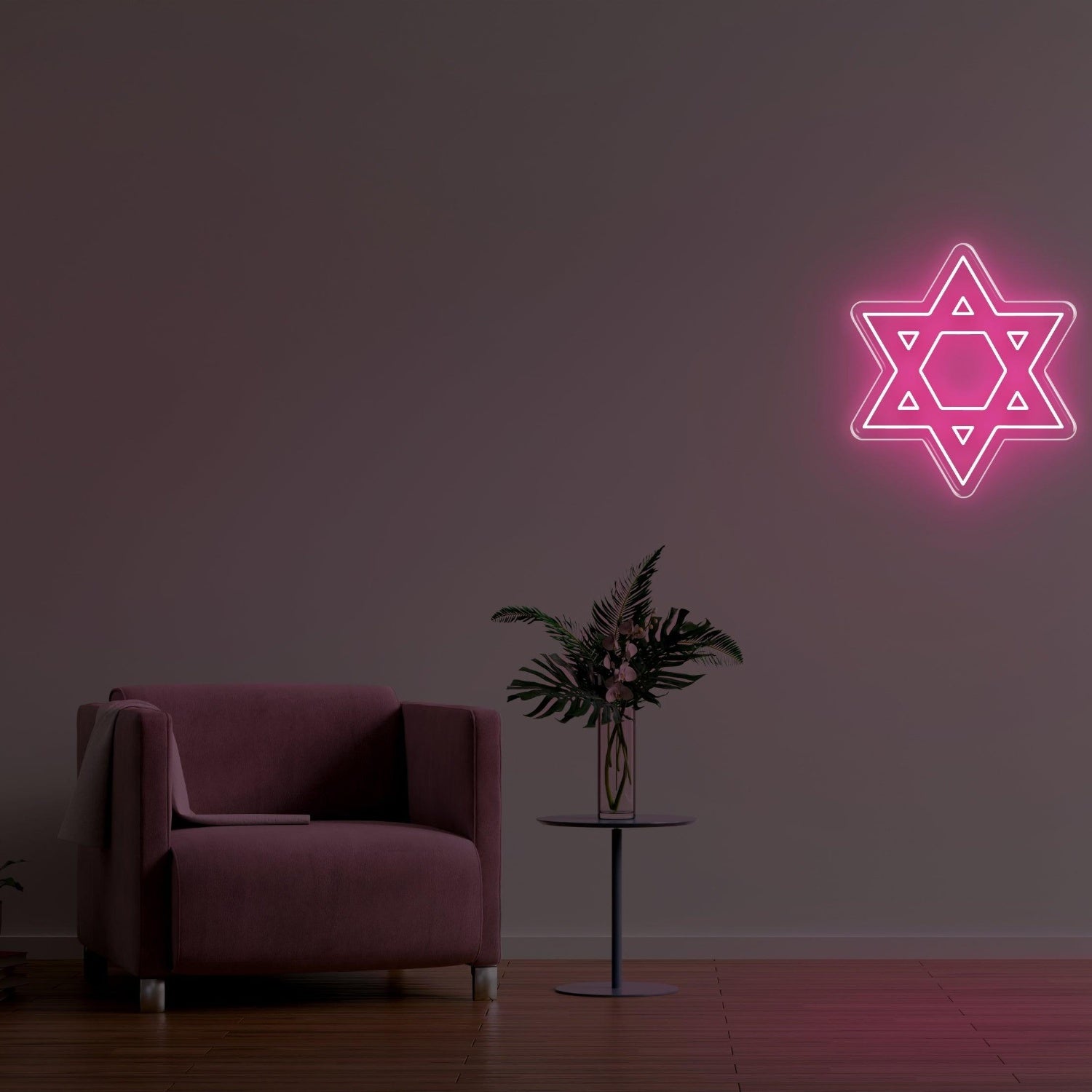 Pink Star Of David Led Neon Sign For Home Decor | Shineneon