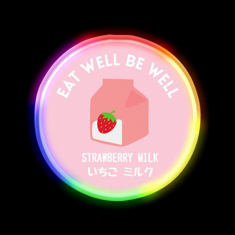 Pink Strawberry Milk Carton Japanese Food Snack Food Led Neon Sign Rgb Color - LED neon sign close-up detail