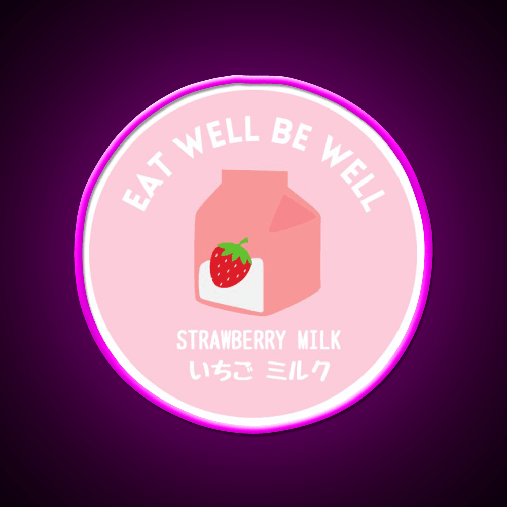 Pink Strawberry Milk Carton Japanese Food Snack Food Led Neon Sign Rgb Color - Shineneon