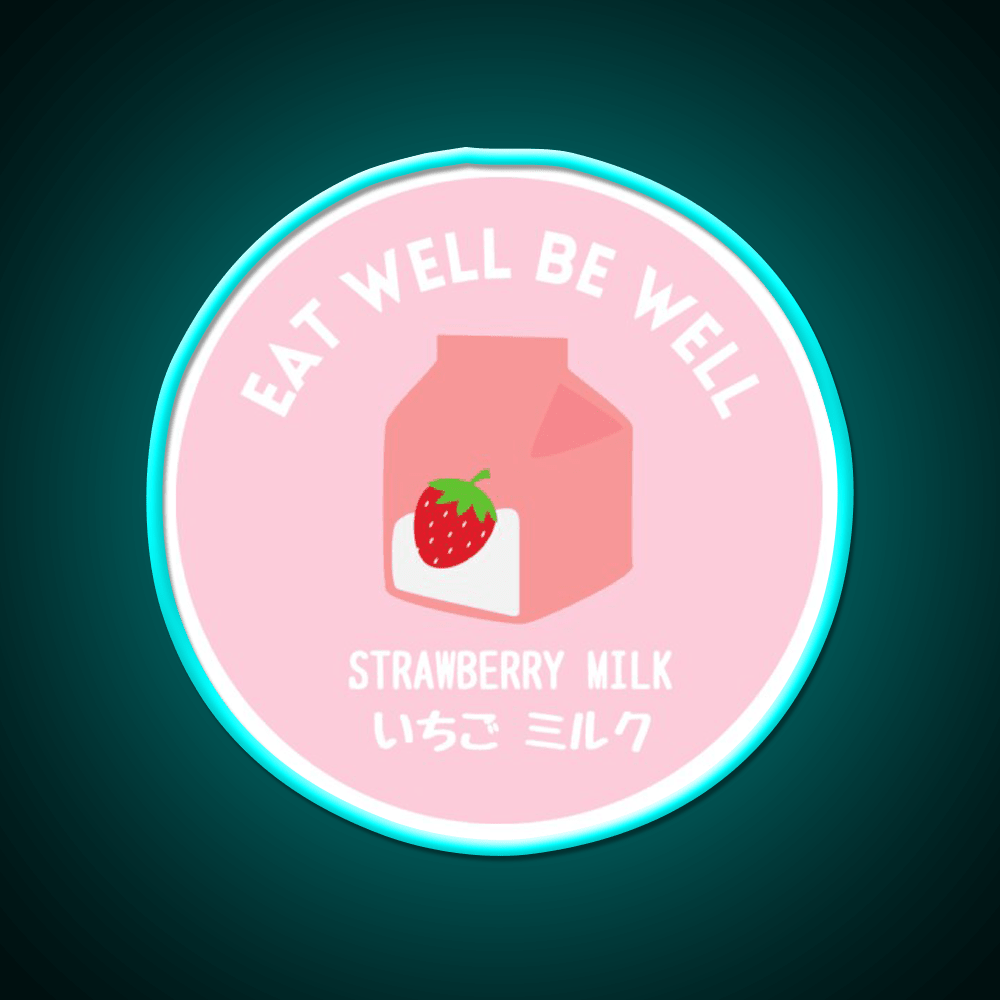 Pink Strawberry Milk Carton Japanese Food Snack Food Led Neon Sign Rgb Color - Shineneon
