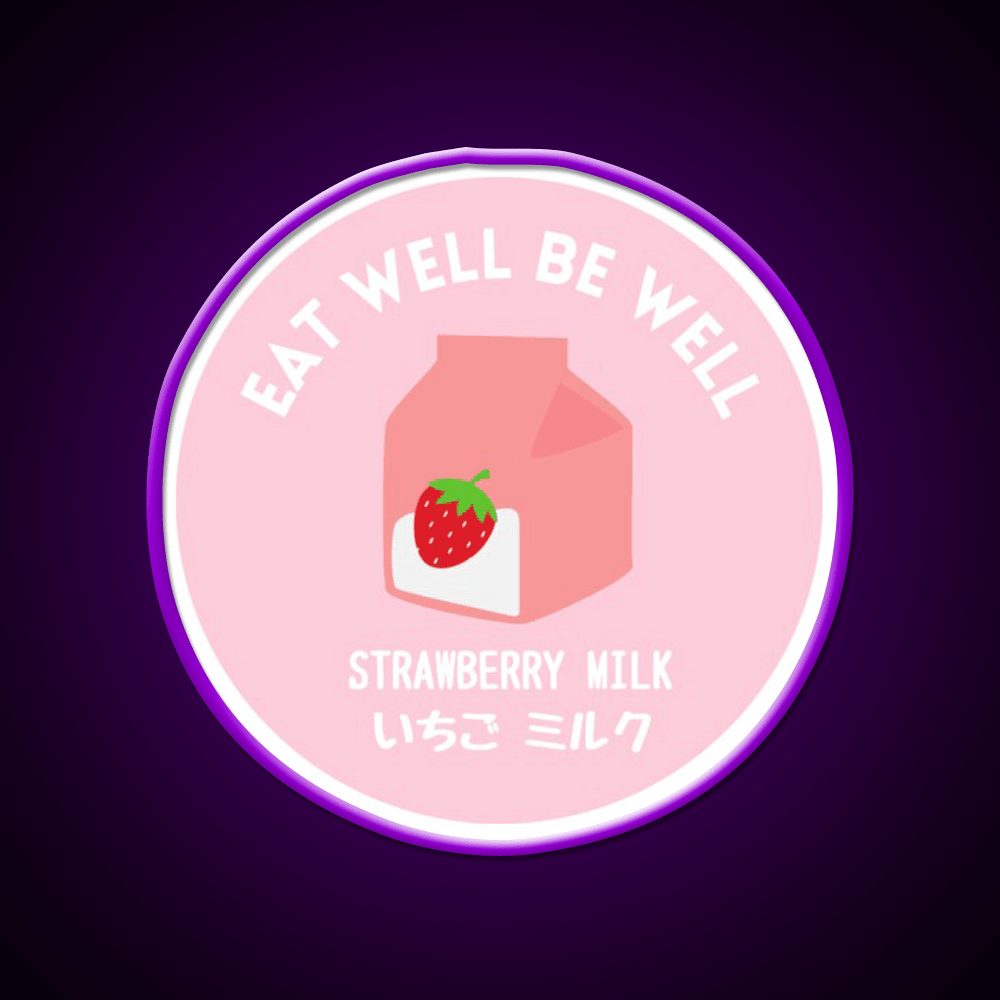 Pink Strawberry Milk Carton Japanese Food Snack Food Led Neon Sign Rgb Color - Shineneon