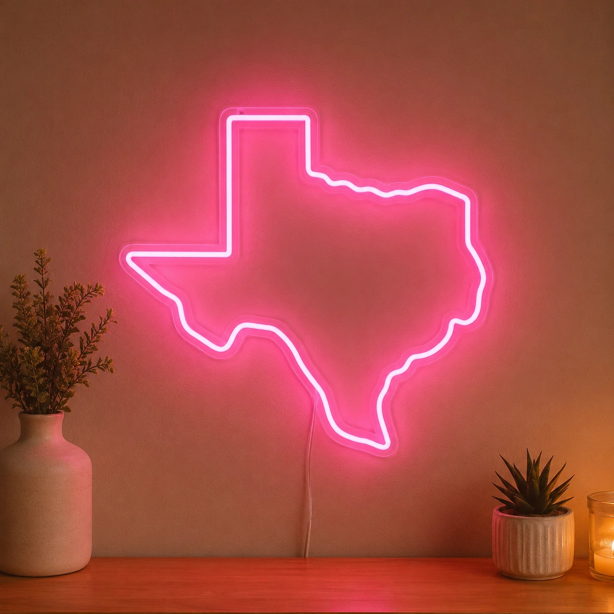 Pink Texas State Neon Sign LED Neon Sign high-converting product image