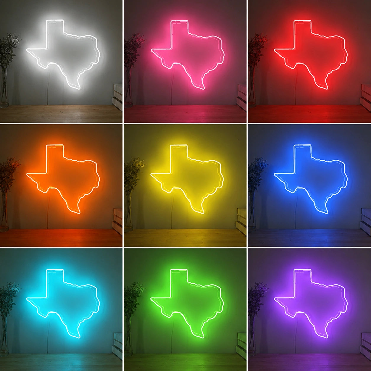 Pink Texas State Neon Sign LED Neon Sign color grid