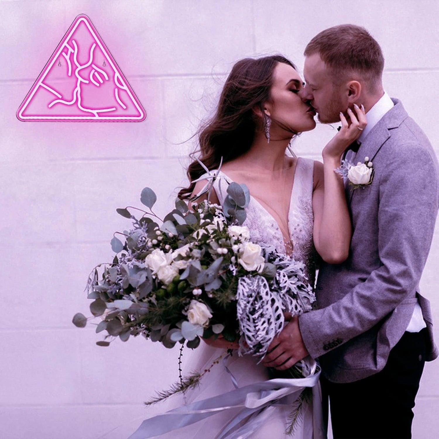Pink Triangle Abstract Line Led Neon Sign For Home Studio Decor - Shineneon