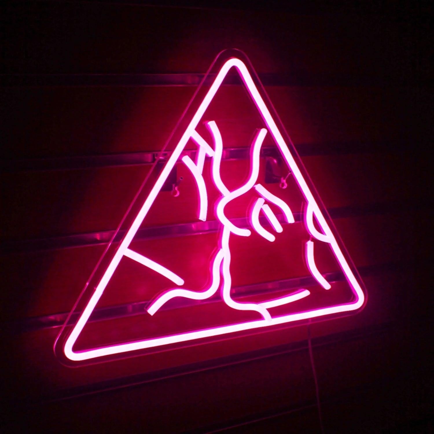 Pink Triangle Abstract Line Led Neon Sign For Home Studio Decor - Shineneon