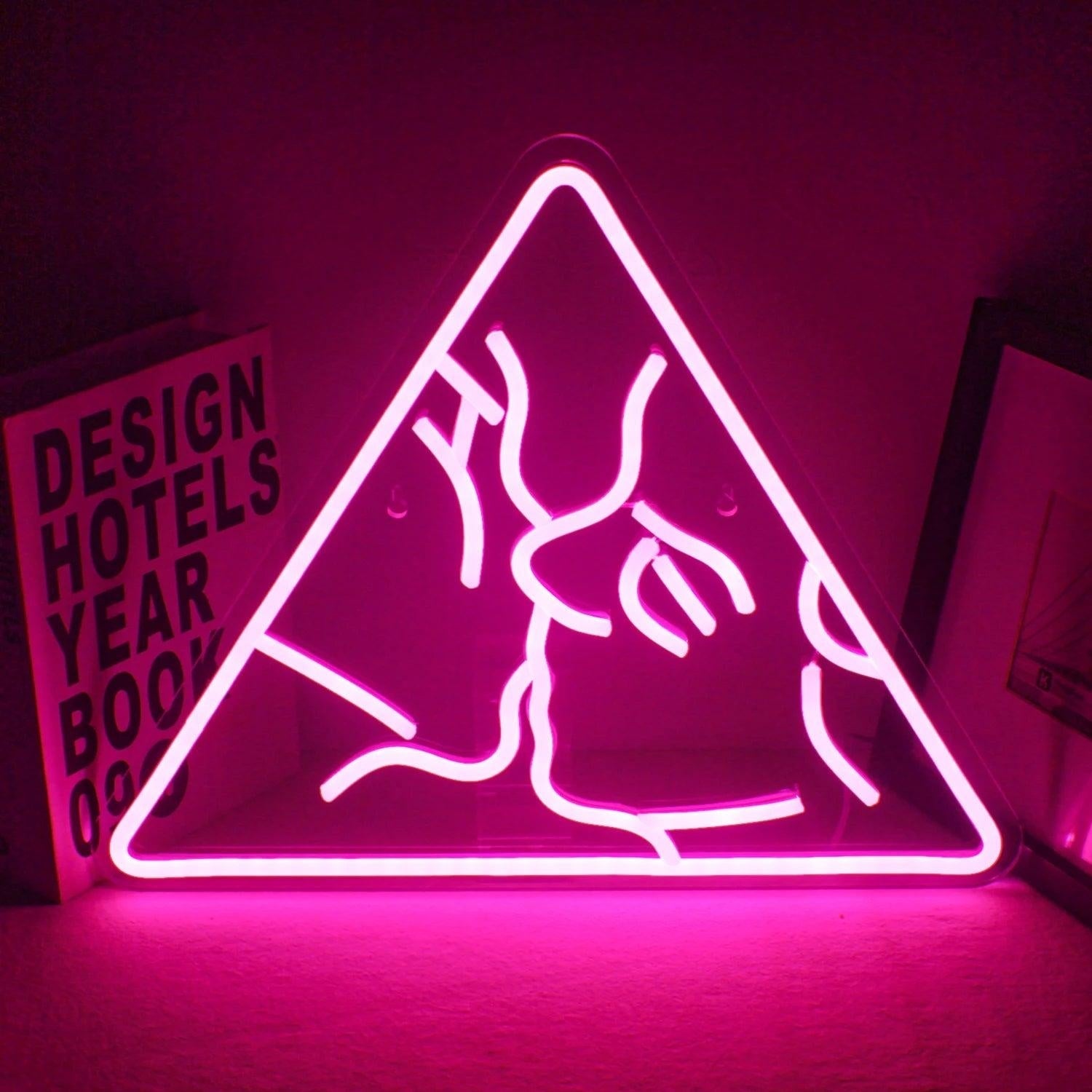 Pink Triangle Abstract Line Led Neon Sign For Home Studio Decor - Shineneon