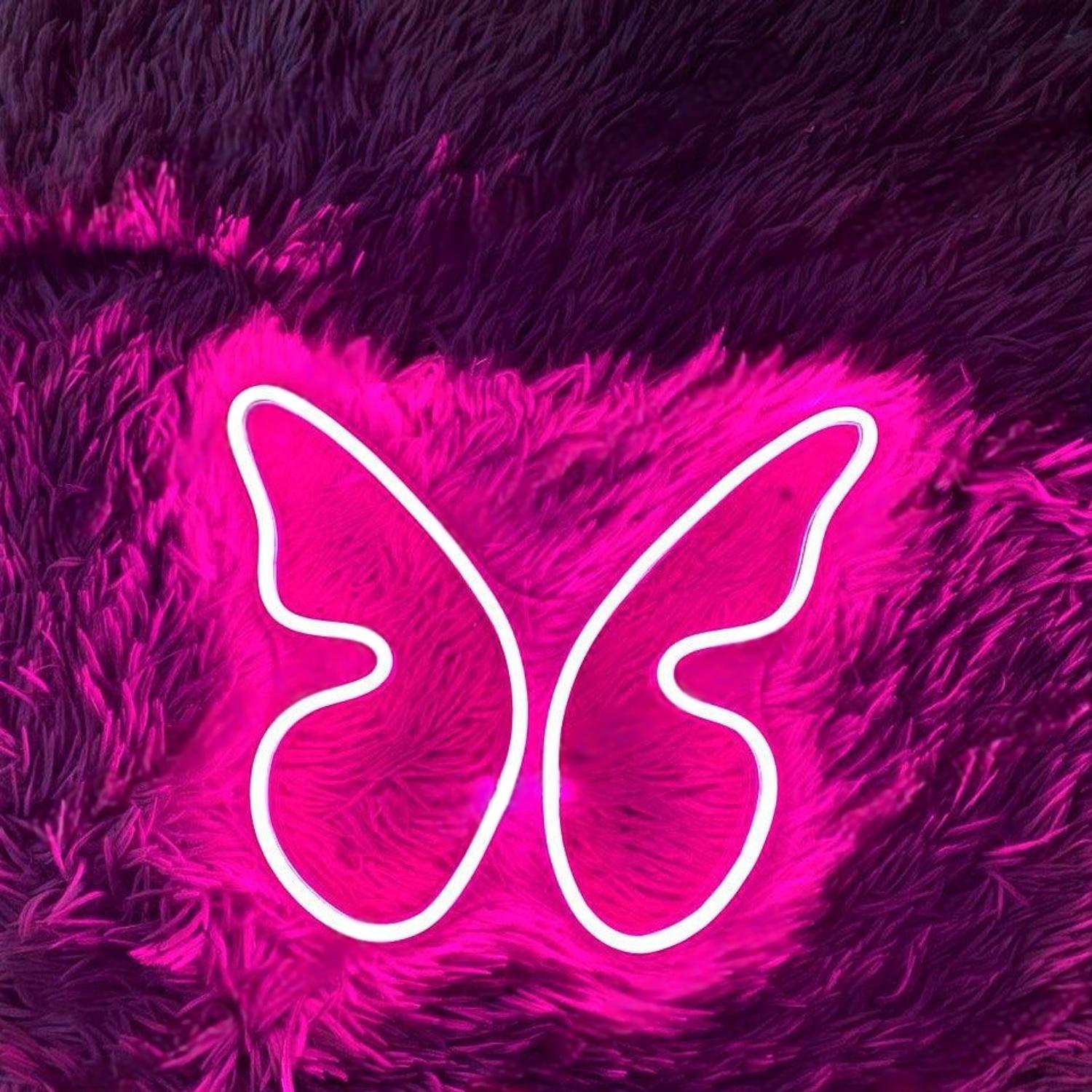Pink-White Butterfly Wings Led Neon Sign For Bedroom Cafe Nursery Decor | Shineneon