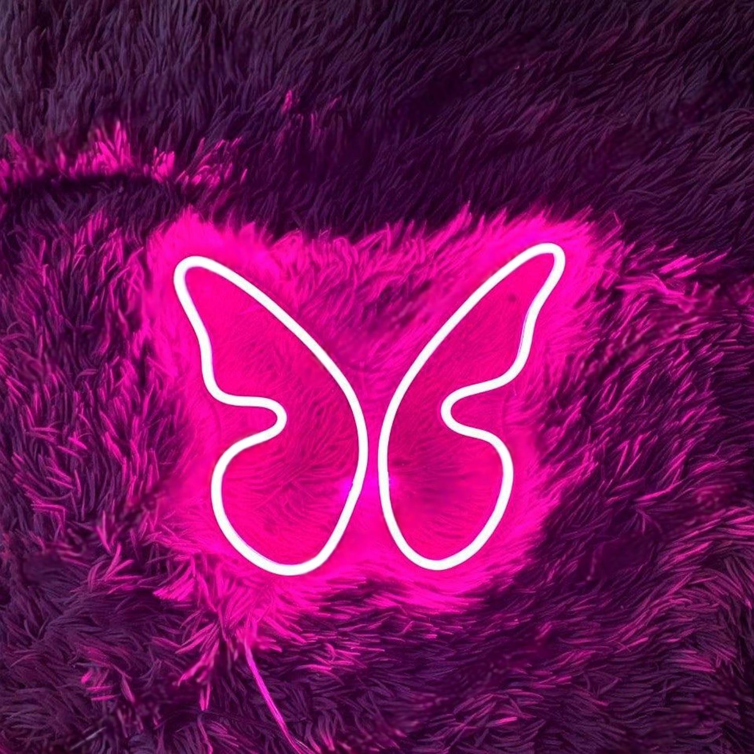 Pink-White Butterfly Wings Led Neon Sign For Bedroom Cafe Nursery Decor | Shineneon