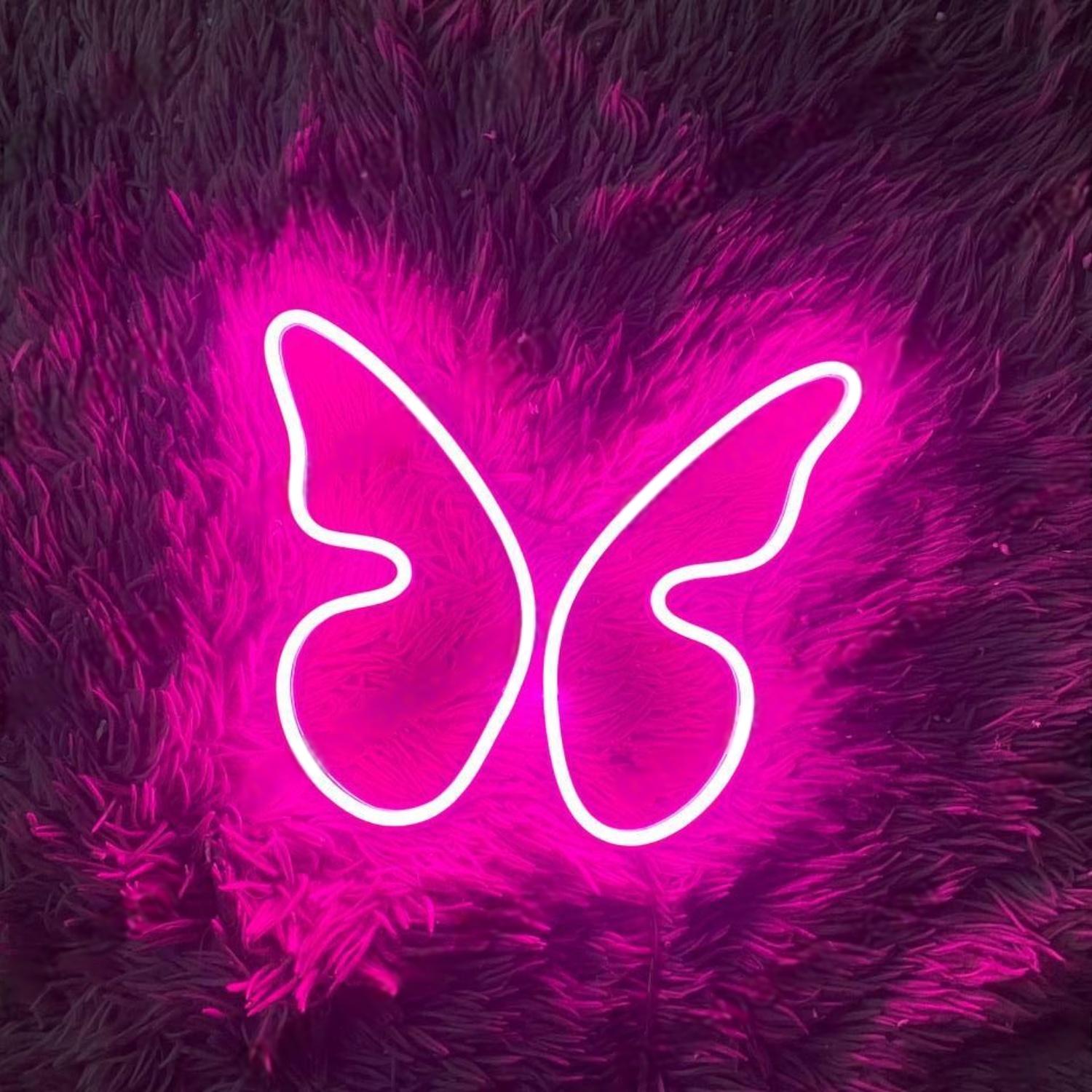 Pink-White Butterfly Wings Led Neon Sign For Bedroom Cafe Nursery Decor | Shineneon