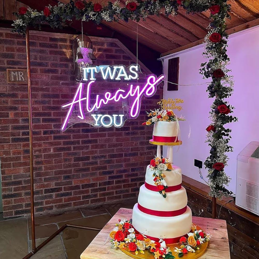 Pink White Handwritten It Was Always You Led Neon Sign Wedding Decor | Shineneon