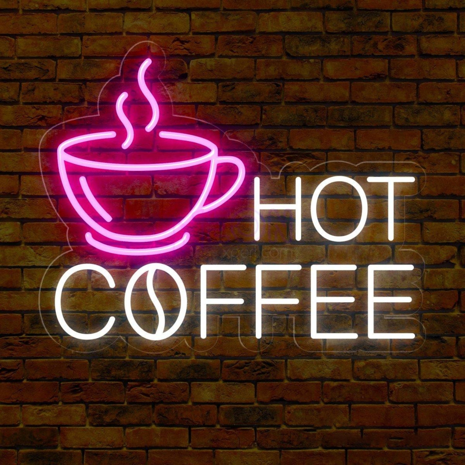 Pink White Hot Coffee Led Neon Sign With Cup Design For Cafe Home Bar Decor | Shineneon