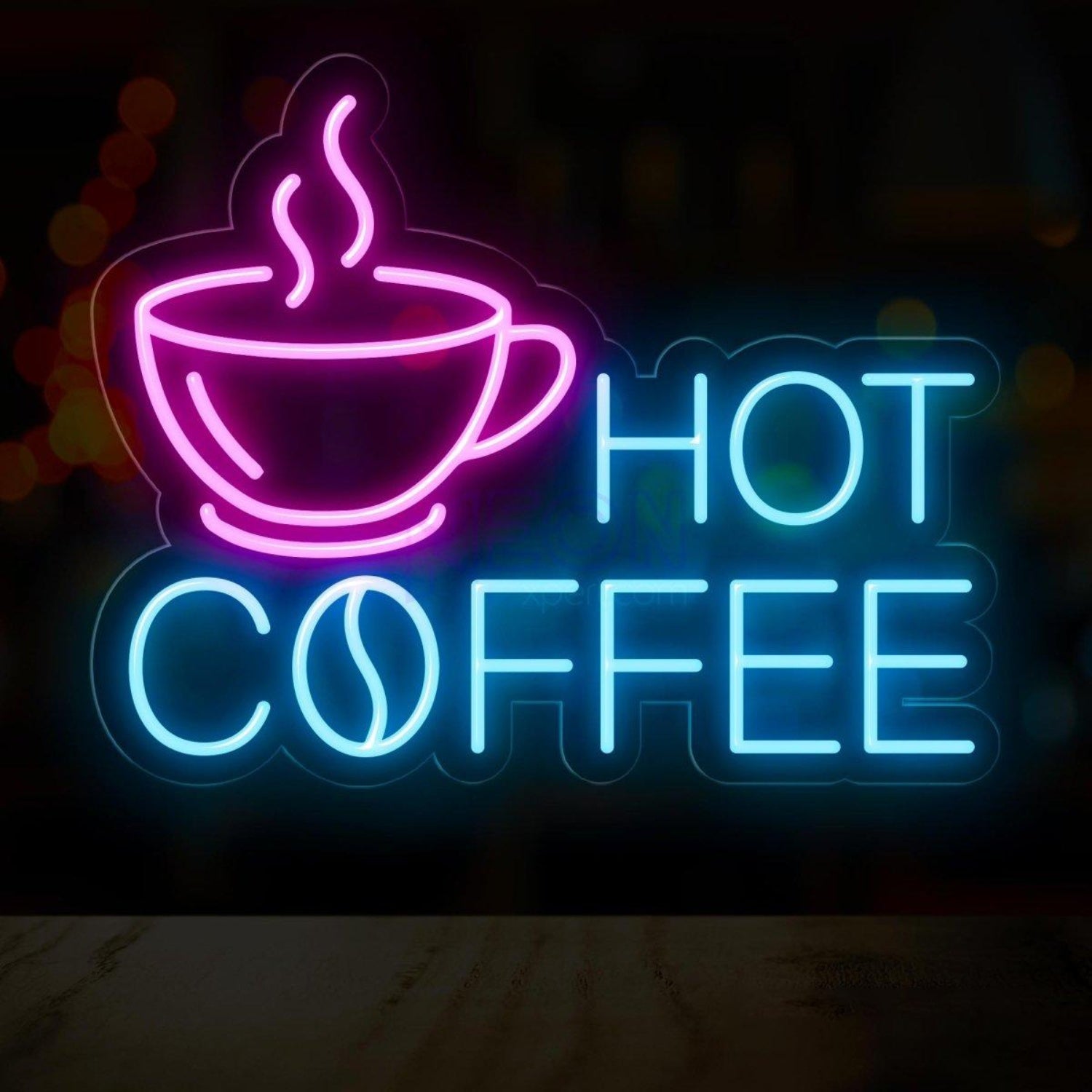 Pink White Hot Coffee Led Neon Sign With Cup Design For Cafe Home Bar Decor | Shineneon